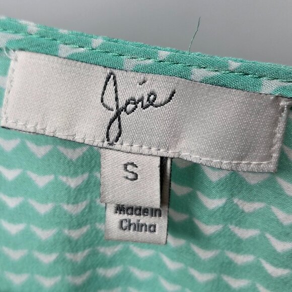 Joie Silk Popover Top Women Plunge Neck Geo Print Lightweight S - Picture 6 of 6